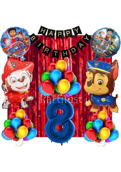 Paw Patrol 8 Yaş Balon Seti Paw Patrol Doğum Günü Set Paw Patrol Marshlall Chase