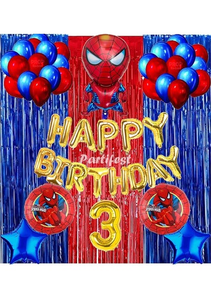 Spiderman Örümcek Adam Balon Set Balon Folyo Set Spiderman Konsept Doğum Günü Set 3 Yaş Balon