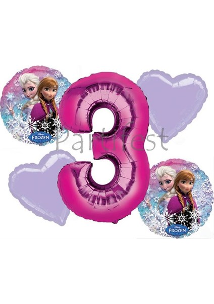 Frozen Balon Set Karlar Ülkesi Folyo Balon Set Konsept Doğum Günü Set 3 Yaş Balon