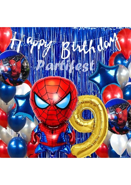 Spiderman Örümcek Adam Balon Set Balon Folyo Set Spiderman Konsept Doğum Günü Set 9 Yaş Balon