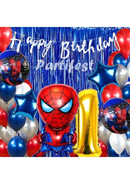 Spiderman Örümcek Adam Balon Set Balon Folyo Set Spiderman Konsept Doğum Günü Set 1 Yaş Balon