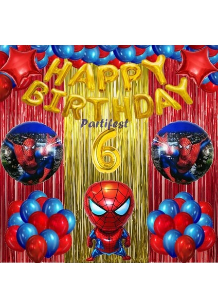 Spiderman Örümcek Adam Balon Set Balon Folyo Set Spiderman Konsept Doğum Günü Set 6 Yaş Balon