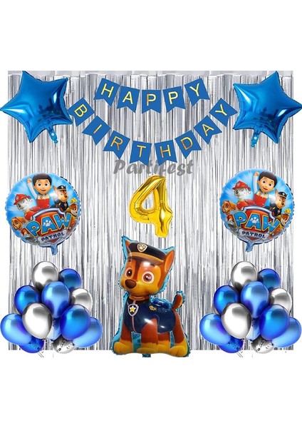 Paw Patrol Balon Seti Paw Petrol 4 Yaş Balon Seti Paw Patrol Doğum Günü Set Paw Patrol Chase