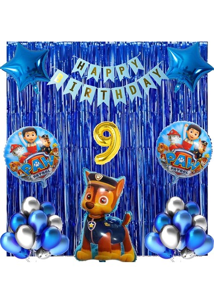Paw Patrol Balon Seti Paw Petrol 9 Yaş Balon Seti Paw Patrol Doğum Günü Set Paw Patrol Chase