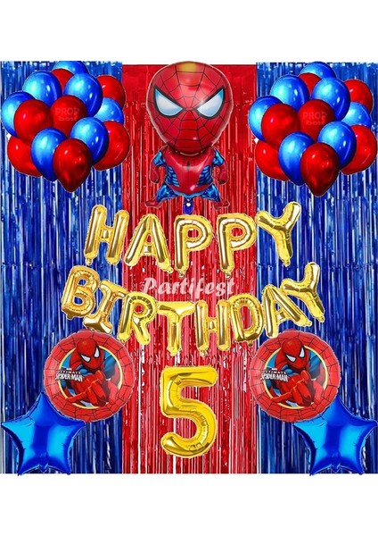 Spiderman Örümcek Adam Balon Set Balon Folyo Set Spiderman Konsept Doğum Günü Set 5 Yaş Balon