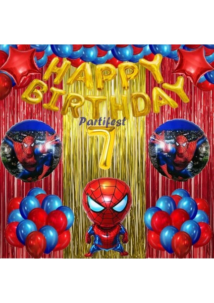 Spiderman Örümcek Adam Balon Set Balon Folyo Set Spiderman Konsept Doğum Günü Set 7 Yaş Balon