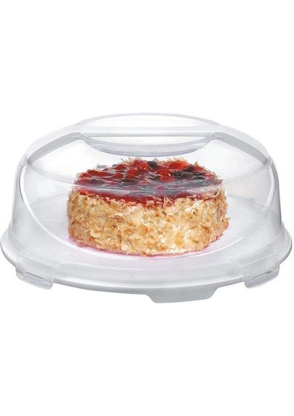 Üçsan Plastik Kek Fanusu Ve Pasta Fanusu Kilitli Kapaklı Kek Fanusu 7 Lt. Krem