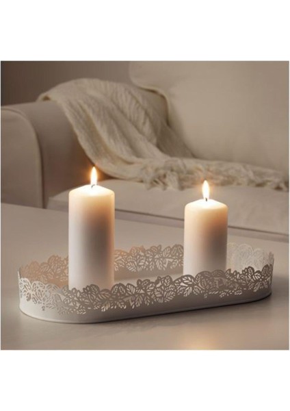 Ikea Mum Tabağı Tepsisi Meridyendukkan Beyaz Renk 35 x 15 cm Dekorasyon Sunum Tabağı Tepsi Tabak