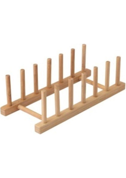 Bambu Ahşap Tabaklık Tabak Standı 27,5 cm x 12 cm