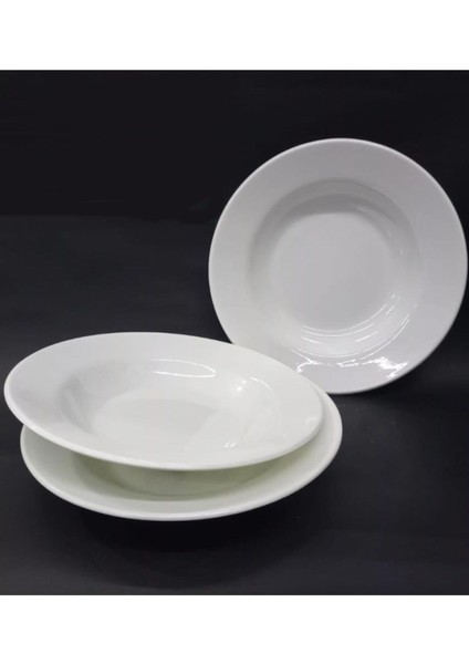 Istoç Türk 12 Adet Beyaz Melamin Çukur Yemek Tabağı 21 x 3 cm Haşlama,Kurufasulye Hesaplı Sulu Yemek Kabı Kaliteli
