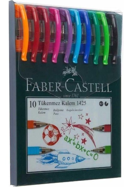 Faber Castell 1425 Tükenmez Kalem 10 Renk