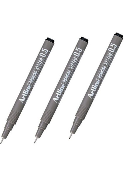 Drawing System Teknik Çizim Kalemi 0.5 mm Siyah 3 Adet