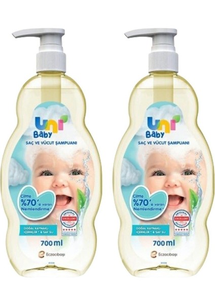 Uni Baby Saç ve Vücut Şampuanı 700 ml x 2 Adet