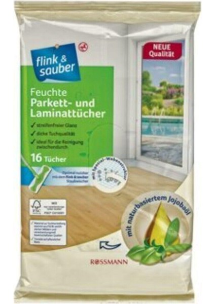 Rossmann Doğal Jojoba Yağı Içerikli Parke ve Lamine Yüzeyler Için Islak Yer Bezleri 16 Lı