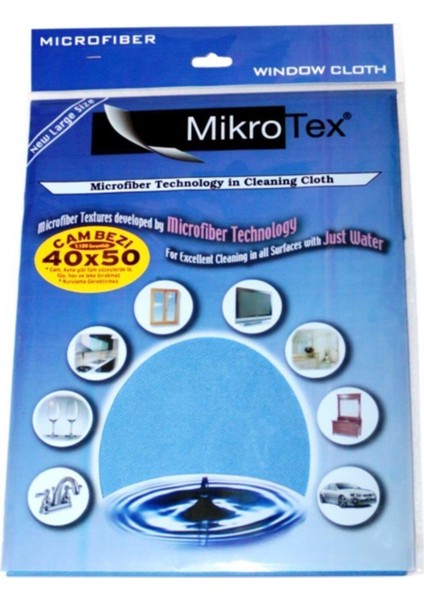 Mikrofiber Cam Bezi ve Temizlik Bezi 40X50 Cm. Mavi