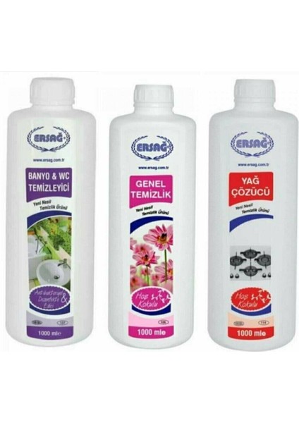 Genel Temizlik - Anti Yel Banyo Wc - Yağ Çöz 3 Lü Set 1000 ml