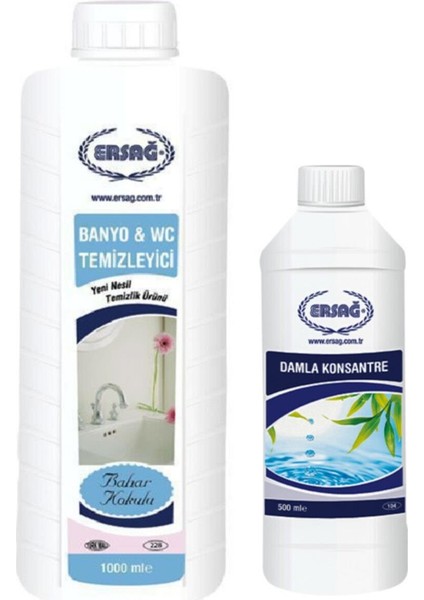 Bahar Kokulu Banyo Wc Temizleyici 1000ML+DAMLA Konsantre 500ML Set Damla