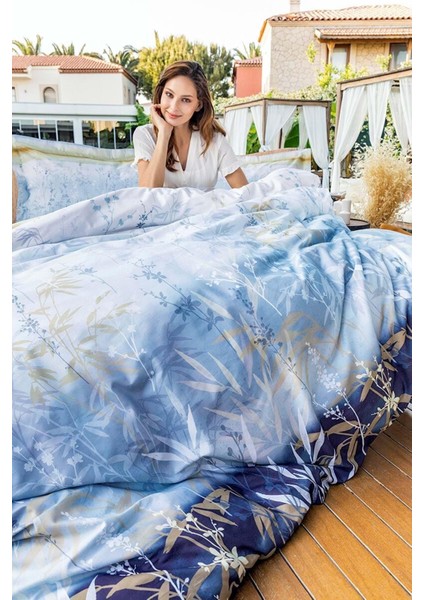 Ranforce Çift Kişilik Nevresim Takımı-Reeds Indigo 769896449193