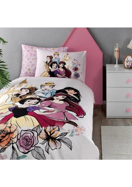 Tek Kişilik Lisanslı Nevresim Takımı Princess Car Pembe Ros