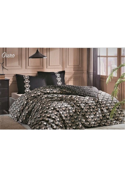 Ouro Siyah Çift Kişilik Nevresim Takımı Pamuk Nevresim Takımı 769699268070