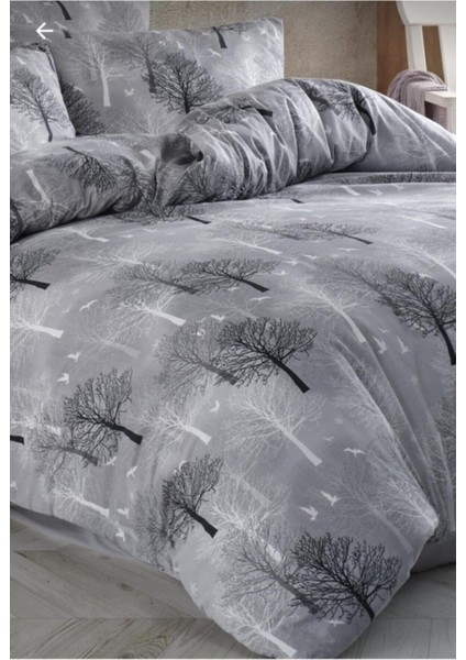 Sheri Home Cotton Gri Ağaç Tek Kişilik Nevresim Seti YENI1453