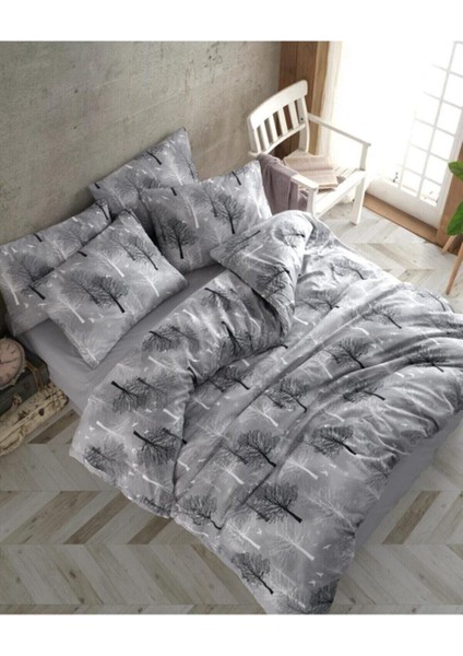 Sheri Home Cotton Gri Ağaç Tek Kişilik Nevresim Seti YENI1453