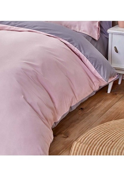 Sheri Home Basic Gül Kurusu Koyu Gri Çift Taraflı Çift Kişilik Nevresim 200X220 Pinkc 769521225403