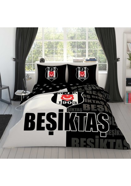 - Beşiktaş Parçalı Logo Lisanslı Çift Kişilik Nevresim Takım