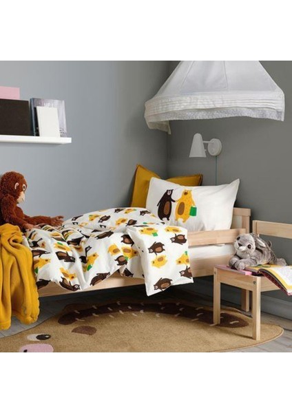 Çocuk Nevresim Takımı Tek Kişilik 150X200/50X60 cm Beyaz-Ayıcık Desenli Renkli Nevres modelleri