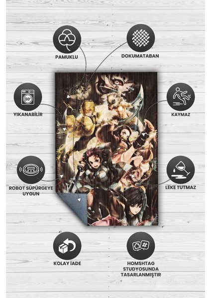 Demon Slayer Çok Renkli Halı Modern Anime Halısı Dokuma Taban Hediyelik Animse Sever Halı fırsatları
