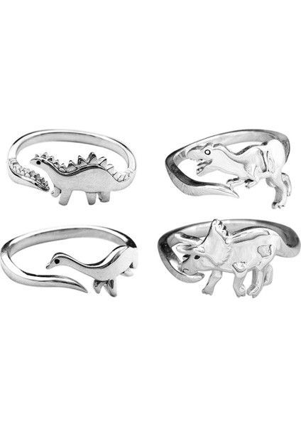4pcs Punk Alaşım Dinozor Teması Kadın Erkekler Için Çiftler Tatil Cadılar Bayramı C (Yurt Dışından)