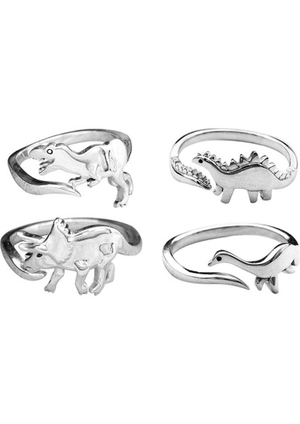 4pcs Punk Alaşım Dinozor Teması Kadın Erkekler Için Çiftler Tatil Cadılar Bayramı C (Yurt Dışından)