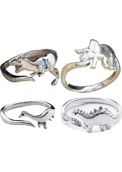 4pcs Punk Alaşım Dinozor Teması Kadın Erkekler Için Çiftler Tatil Cadılar Bayramı C (Yurt Dışından)