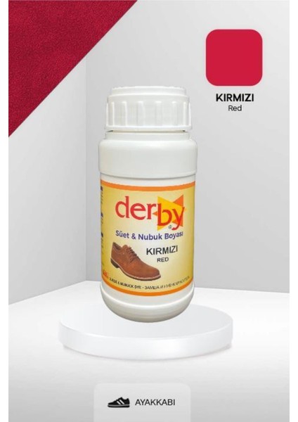 Derby Kırmızı Süet & Nubuk Deri Boyası 250 ml / Süet Nubuk Ayakkabı Boyası