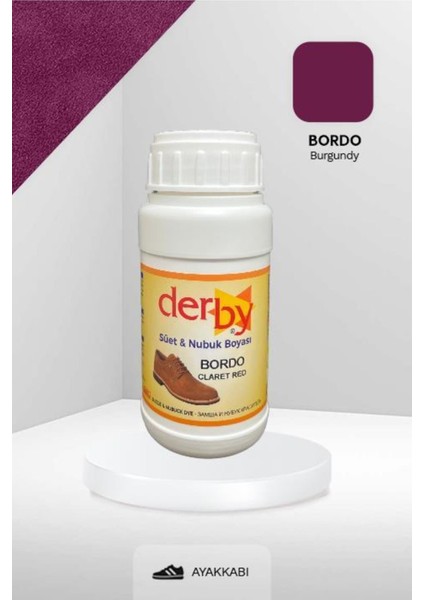 Derby Bordo Süet & Nubuk Deri Boyası 250 ml / Süet Nubuk Ayakkabı Boyası