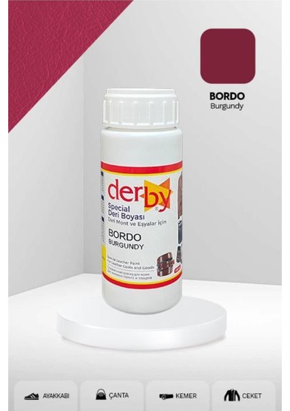 Derby Special Bordo Deri Boyası 100 ml / Mont Eşya Çanta Kemer Cüzdan Ayakkabı Deri Boyası