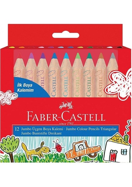 Faber-Castell 12 Renk Jumbo Boya Kalemim Çocuklar İçin Eğlenceli Sanat Araçları