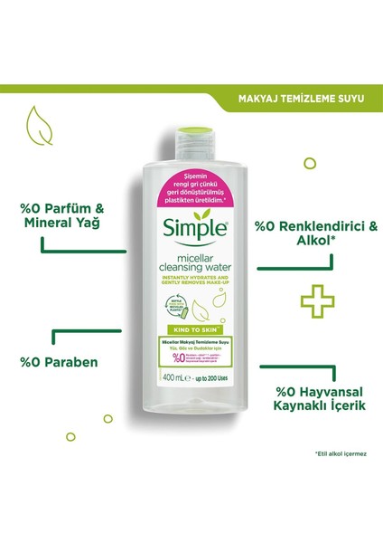 Kind To Skin Micellar Makyaj Temizleme Suyu Yüz Göz ve Dudaklar Için 400 ml modelleri