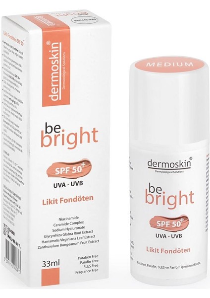 Be Bright SPF50+ Likit Fondöten Medium 33 ml