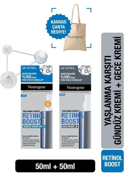 Retinol Boost Karşıtı Gündüz Kremi Antiaging + Retinol Boost Gece Kremi Çanta Hediyeli