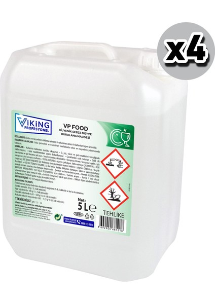 Vp Food Hijyenik Meyve Sebze Durulama Maddesi 5 L 4 Adet (1 Koli)