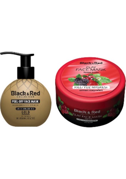 Black Red Siyah Nokta Karşı Soyulabilir Gold Yüz Maskesi 250 ml ve Killi Yüz Maskesi 400GR