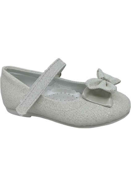 100 Kız Bebek Çocuk Sedef Simli Fiyonklu Cırtlı Babet