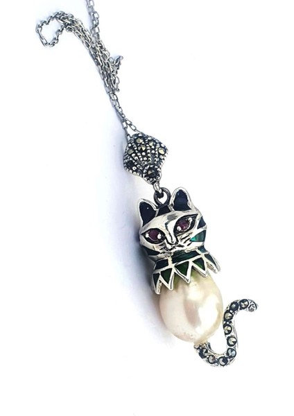 İnci DetaylıKedu Figürlü Özel Mineli Vitray İşçiliği 925ayar Gümüş Tasarım Kolye fiyatları