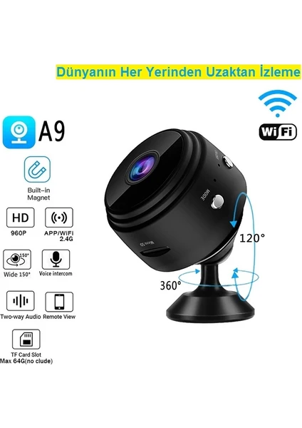 Ucuzcu Market Mini Wifi Kamera Dünyanın Her Yerinden Canlı Izlenir (Renkli+Ses+Video Kayıtyapar)