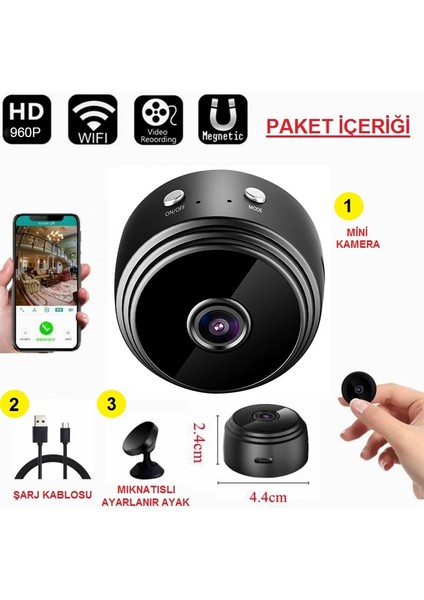 Ucuzcu Market Mini Wifi Kamera Dünyanın Her Yerinden Canlı Izlenir (Renkli+Ses+Video Kayıtyapar)