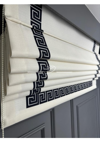 Katlamalı Keten Baskılı Perde Versace Desen
