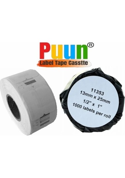 Puun Dymo Lw 11353 Muadil Çok Amaçlı Etıket 1000 Etiket/paket 12MM x 24MM Labelwriter EL60, LW310, LW320, LW330, LW400, LW450, Twin, Duo, 4xl