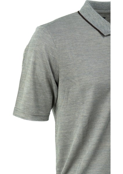 Erkek Polo Yaka Cepli Kısa Kollu Puntolu Kırçıllı Desenli Tam Kalıp Normal Kesim Pamuklu Kumaş T-Shirt