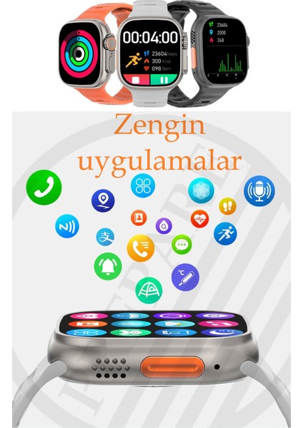 Watch 8 Ultra Plus Pro 49MM 2,02INÇ Çift Kordon Nfc Konuşma Özellikli Ios Android Uyumlu Akıllı Saat